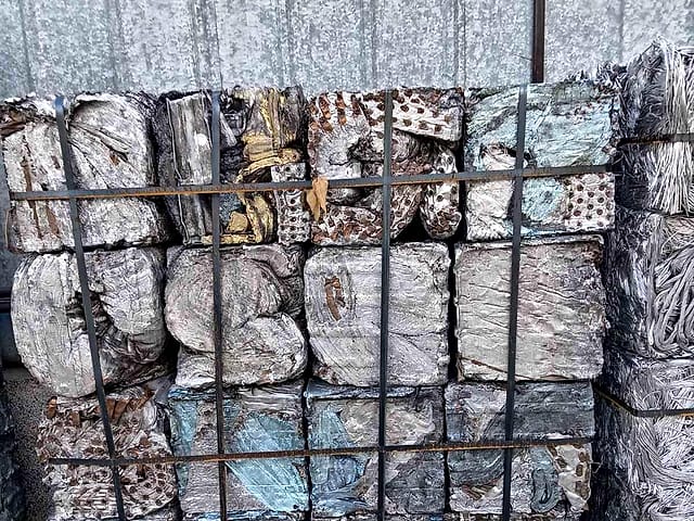 Palletised aluminium bales