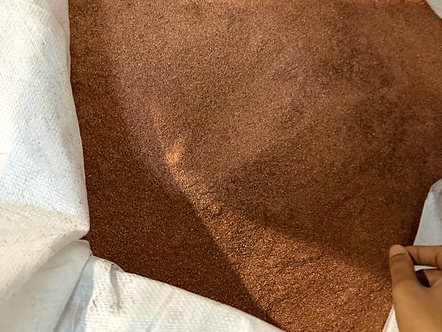 Granulated copper recovered from cable